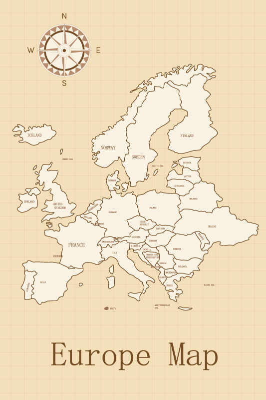 Covor de vinil harta lumii europa vintage - TenStickers