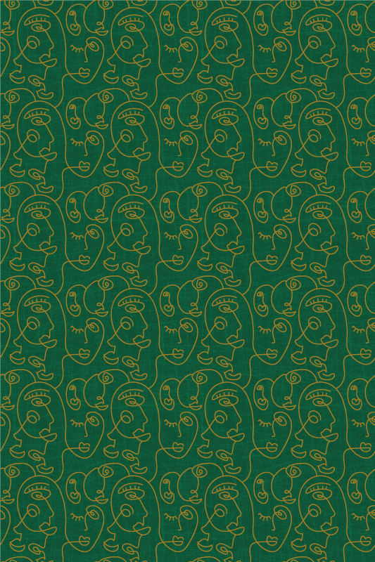 Covor de vinil texturat femei desenate abstract verde - TenStickers