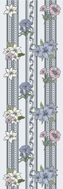 Covor de vinil epocă design cu dungi florale vintage - TenStickers