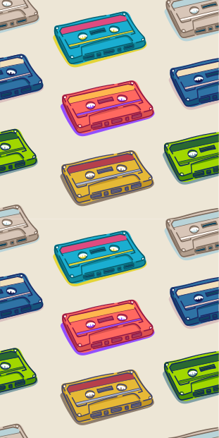 Covor de vinil epocă cu model de casetă retro multicor - TenStickers