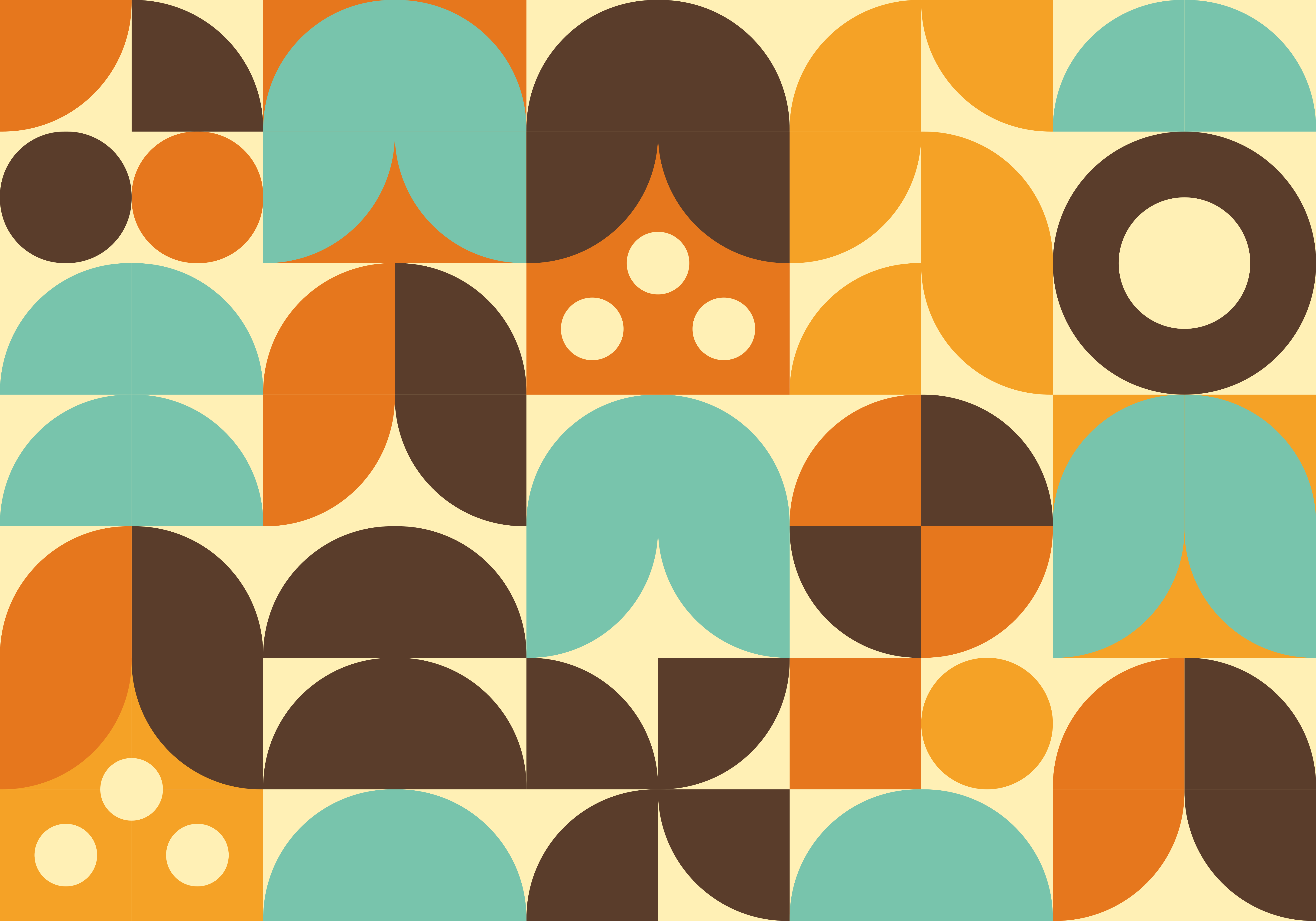 Covor de vinil epocă forme abstracte geometrice anii 70 - TenStickers