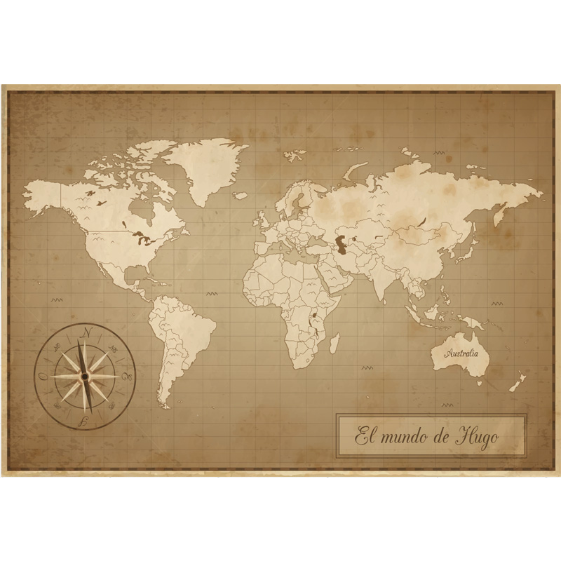 Covor de vinil harta lumii fotomural vintage personalizat - TenStickers