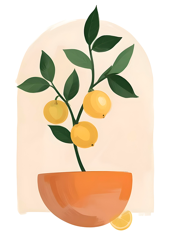 Covor vinil flori și plante pom fructifer mic - TenStickers