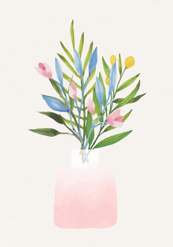 Covor vinil flori și plante flori în ghiveci - TenStickers