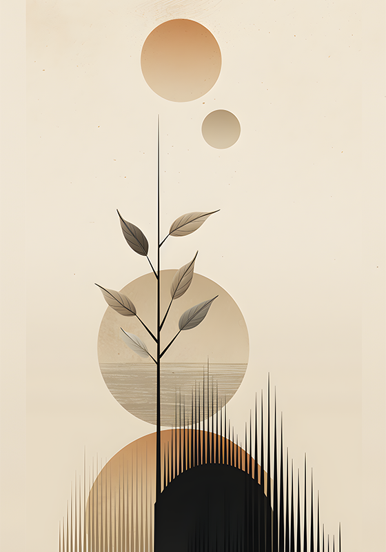 Covor vinil flori și plante stil boho abstract - TenStickers