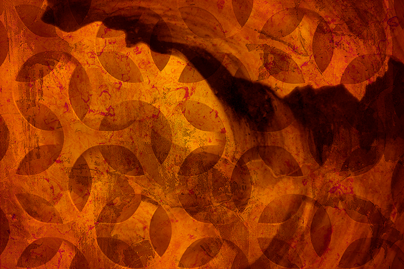 Covor de vinil geometric abstract portocaliu - TenStickers