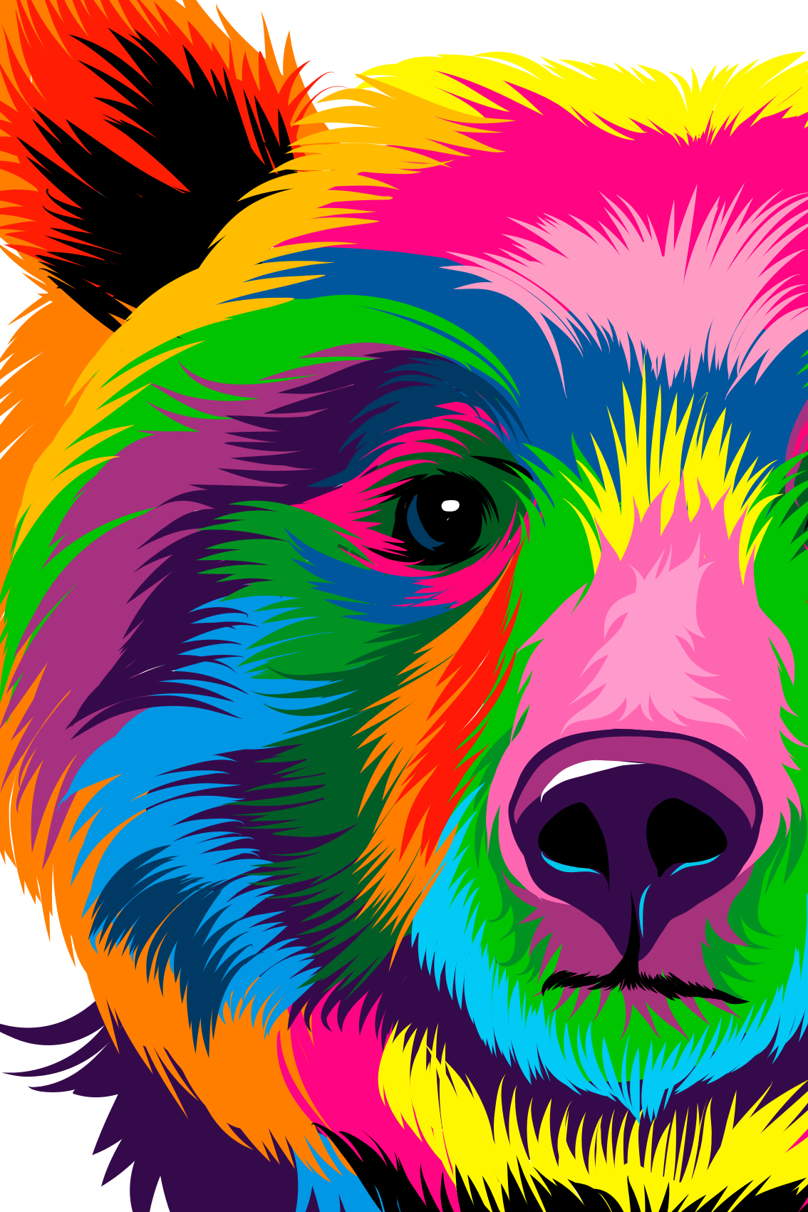Covor de vinil geometric urs colorat - TenStickers