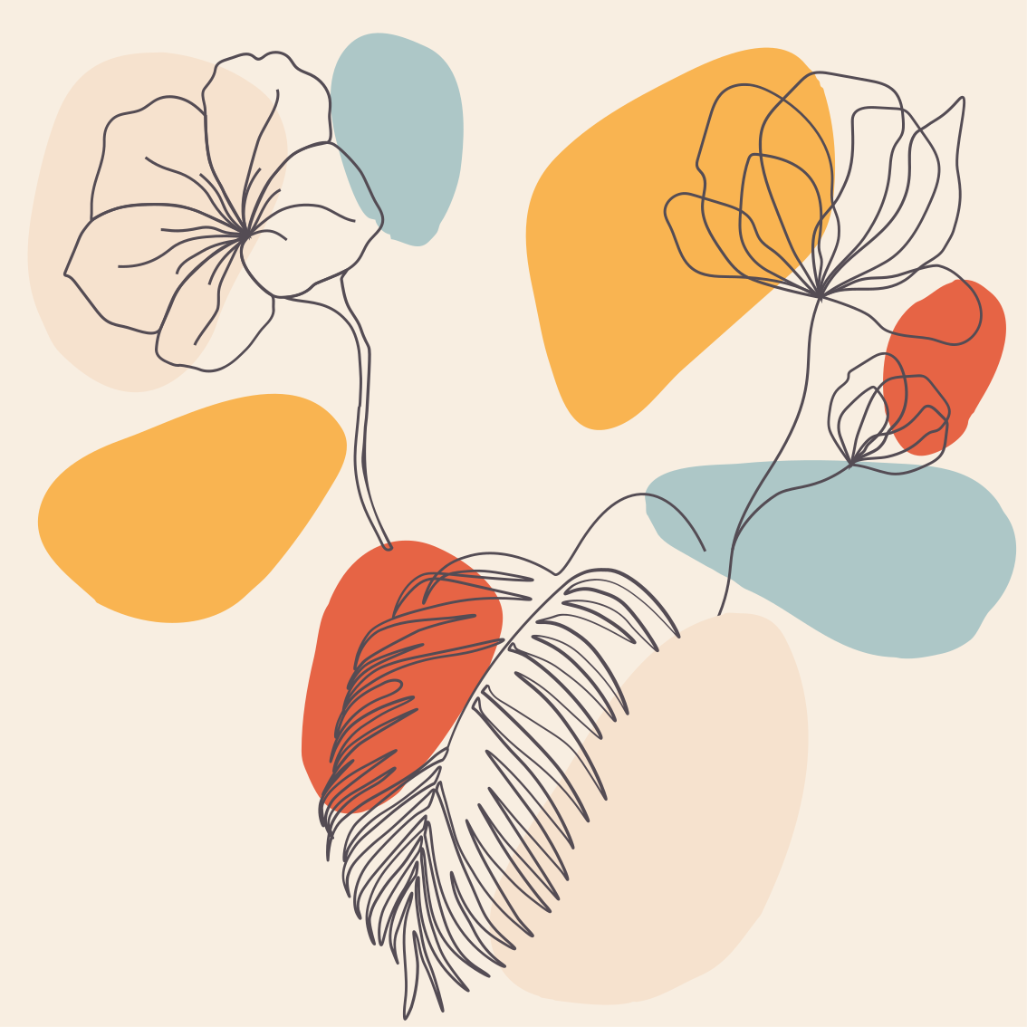 Covor de vinil geometric artă de perete botanică - TenStickers