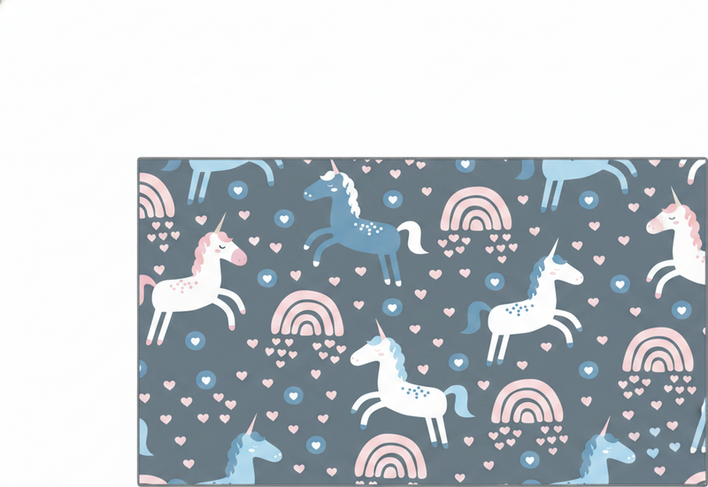 Covor de vinil pentru copii curcubee roz cu unicorni albi - TenStickers