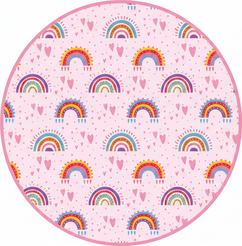 Covor de vinil pentru copii puncte roz și curcubeie colorate - TenStickers