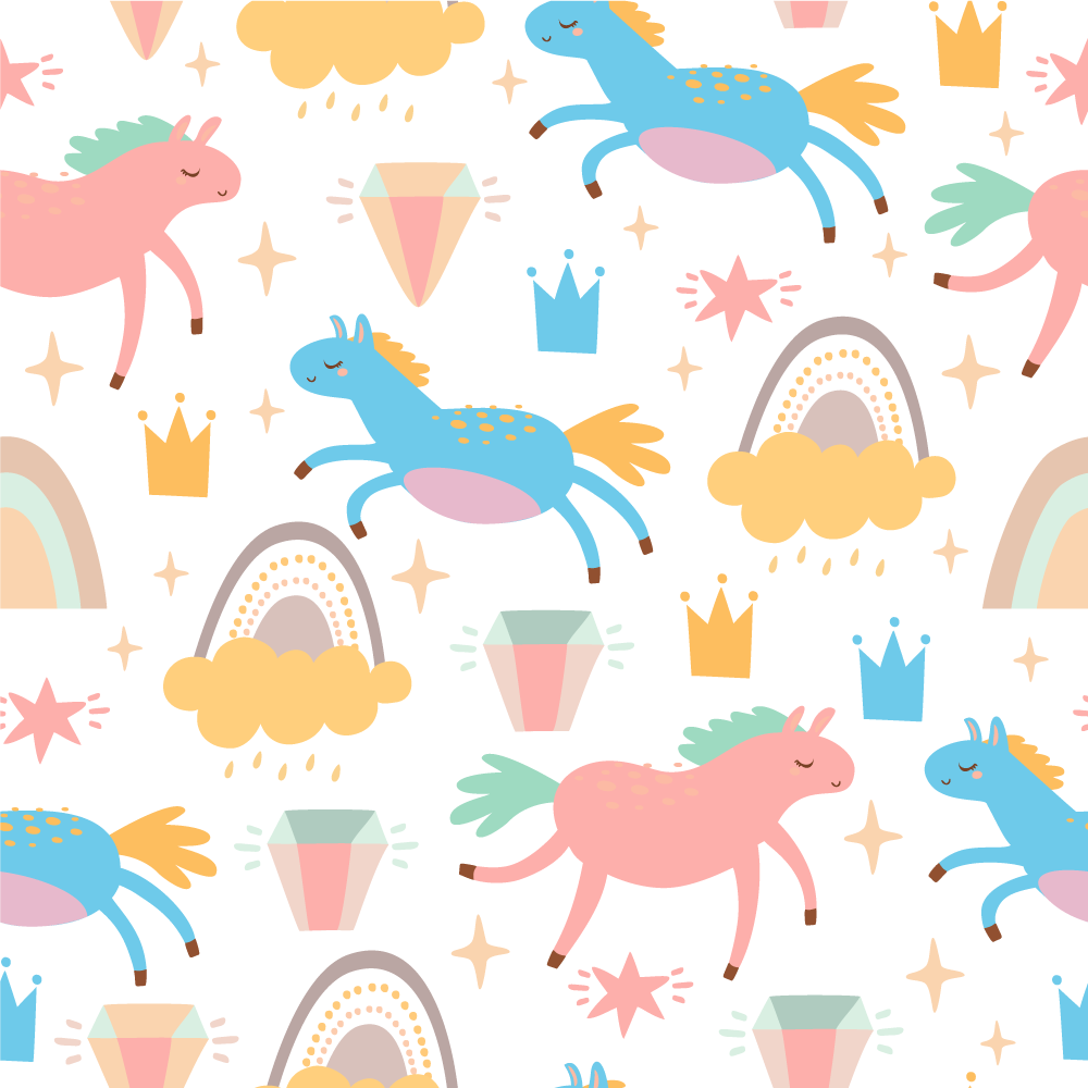 Covor de vinil pentru copii cu unicorni și curcubee - TenStickers