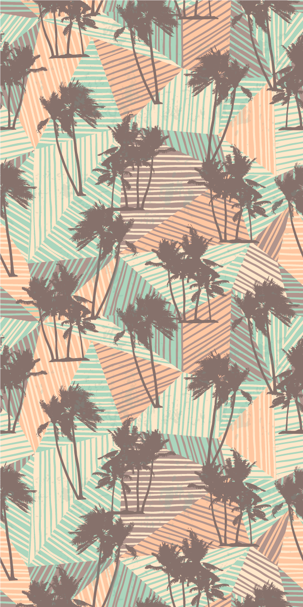 Covor de vinil hol model tropical cu palmieri și triunghiuri - TenStickers