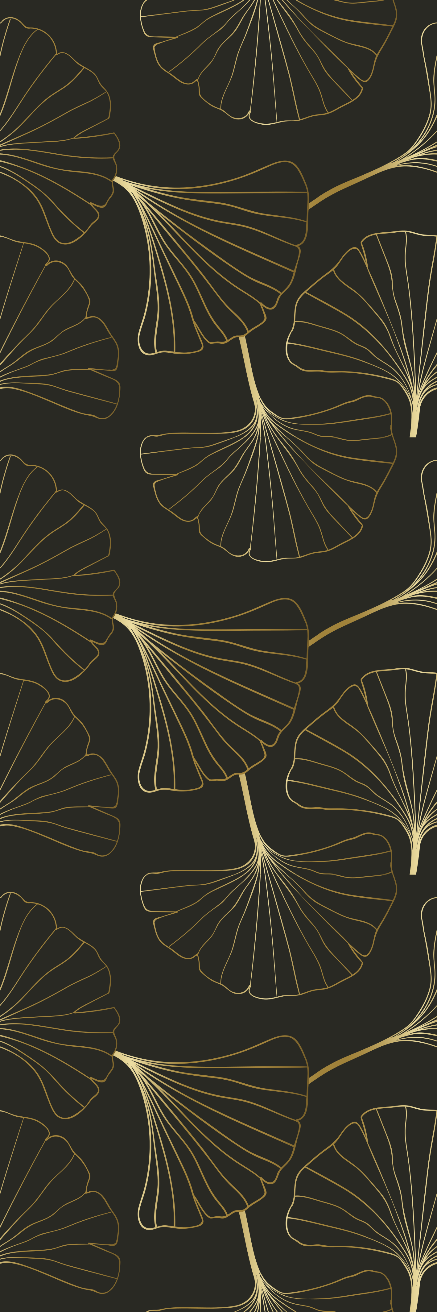 Covor de vinil hol frunze de ginkgo charcoal gold - TenStickers