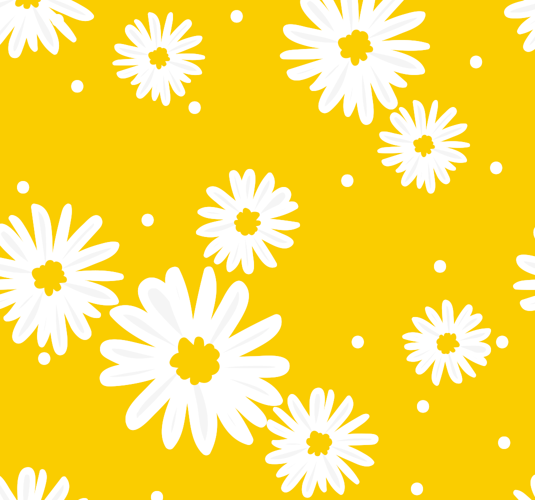 Covor de vinil galben flori de margaretă pe fundal galben - TenStickers