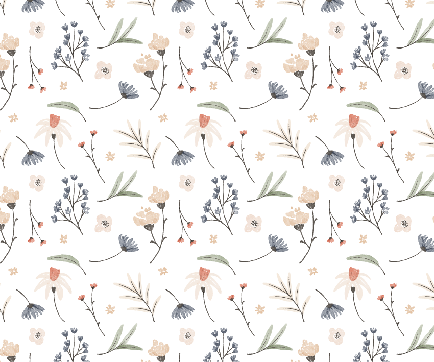 Covor de vinil alb cu model floral acuarelă - TenStickers