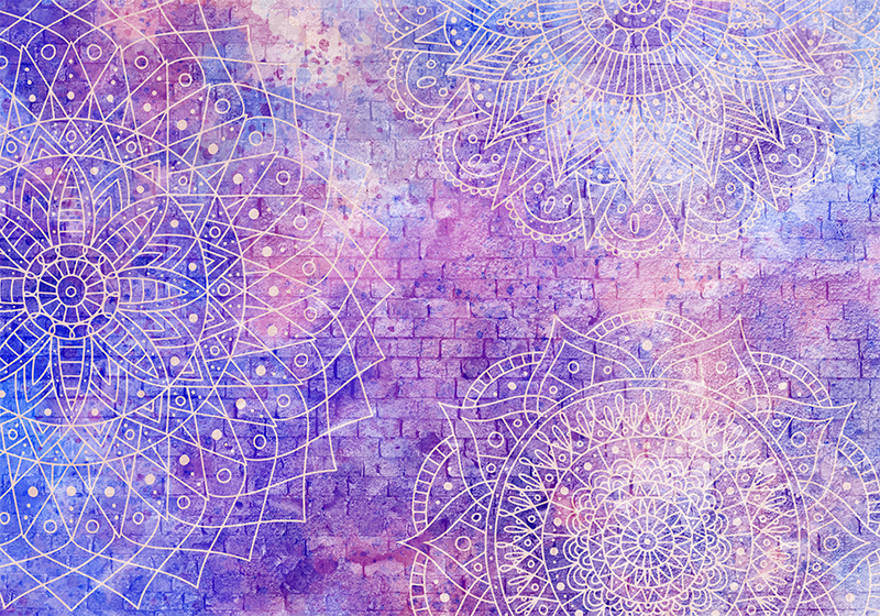 Covor de vinil violet cu zid de cărămidă mandala - TenStickers
