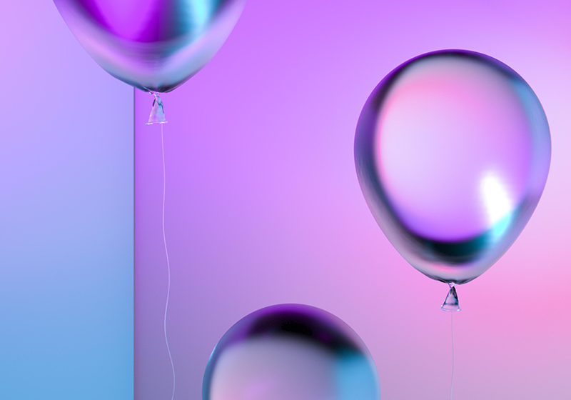 Covor de vinil violet aranjament cu baloane gradient - TenStickers