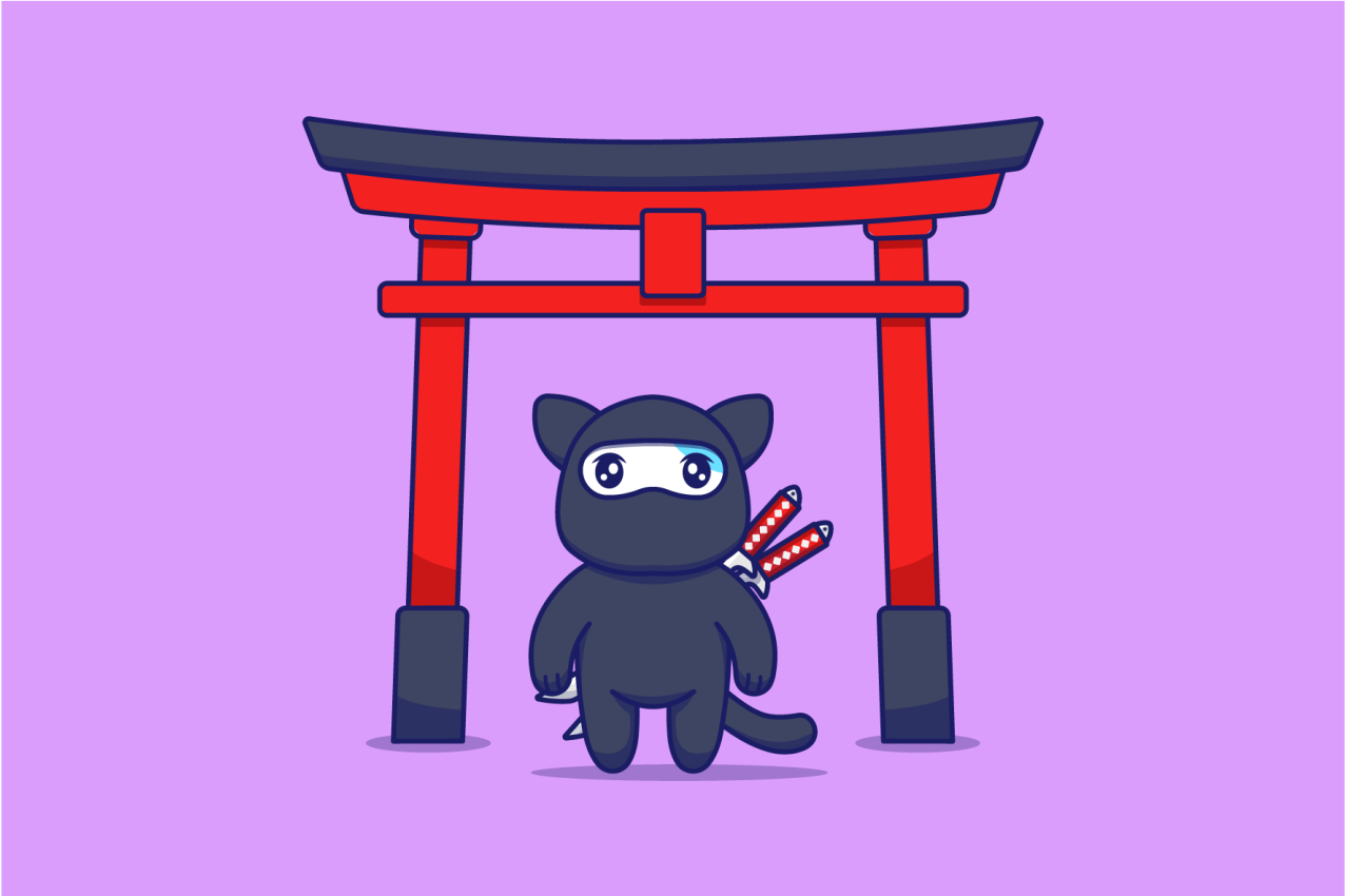 Covor de vinil violet pisica ninja - TenStickers
