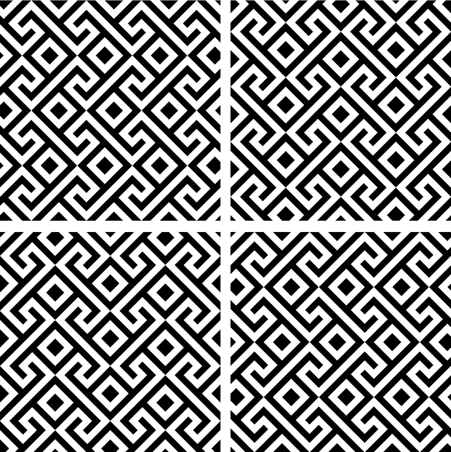 Covor vinil negru cu model geometric alb și negru - TenStickers