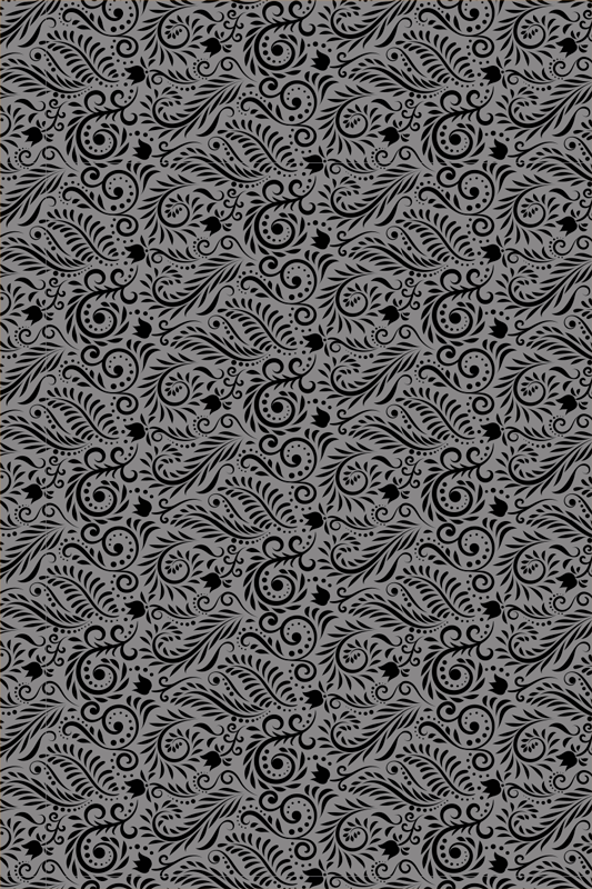 Covor vinil negru cu modele ornate în spirală - TenStickers