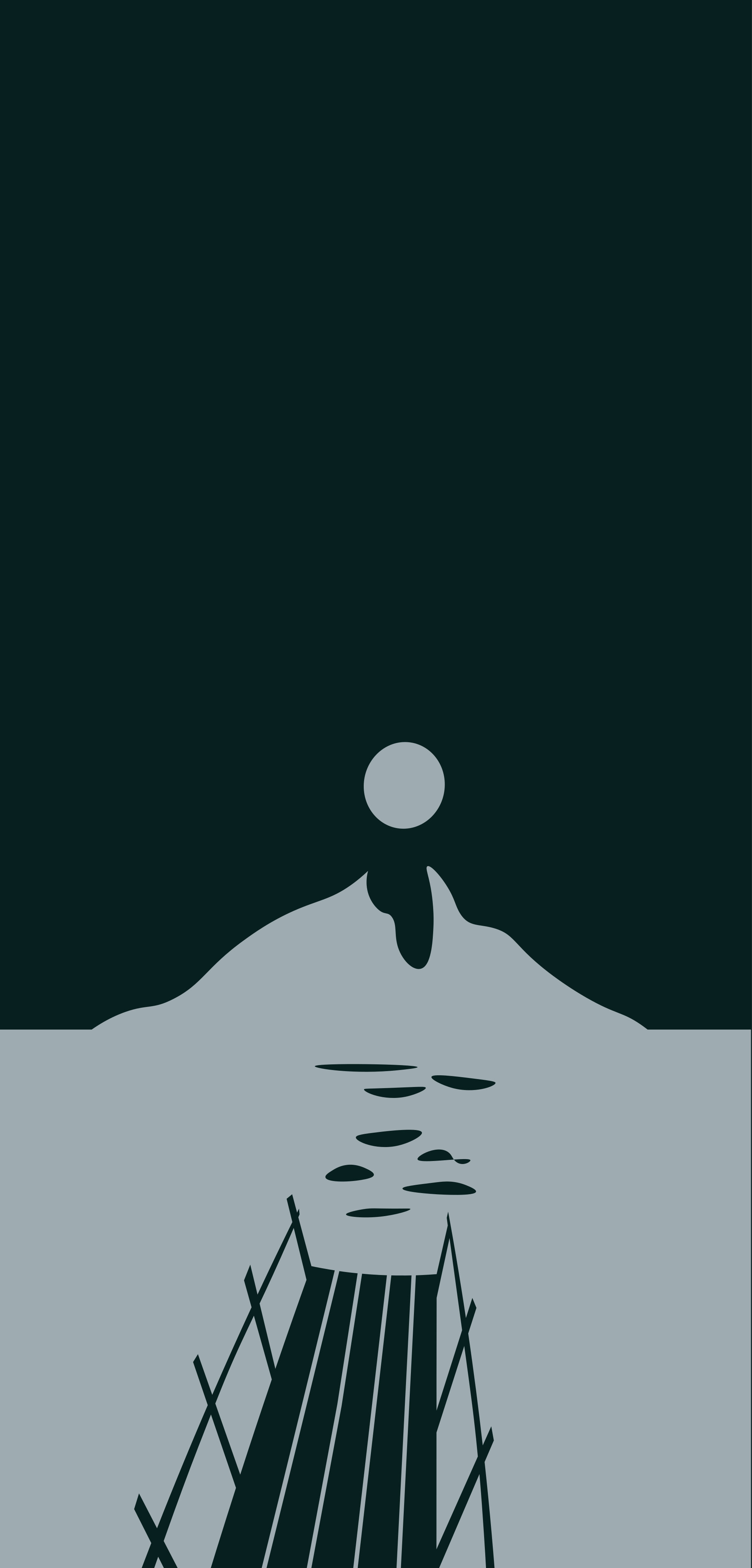 Covor vinil negru ponton din lemn la lac cu munți - TenStickers