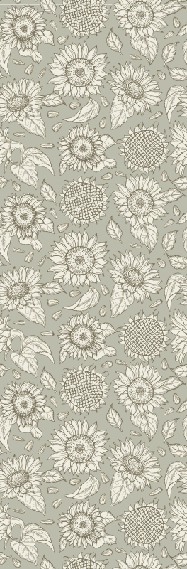 Covor vinil verde flori de soare gri - TenStickers