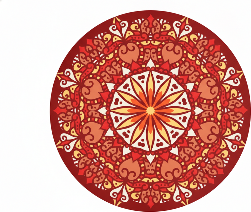 Covor vinil roșu mandala ornamentală colorată de lux - TenStickers