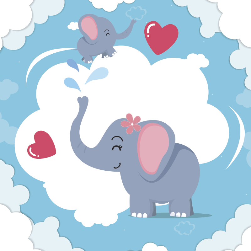 Covor de vinil pepiniere adorable Elephant Cloudscape - TenStickers