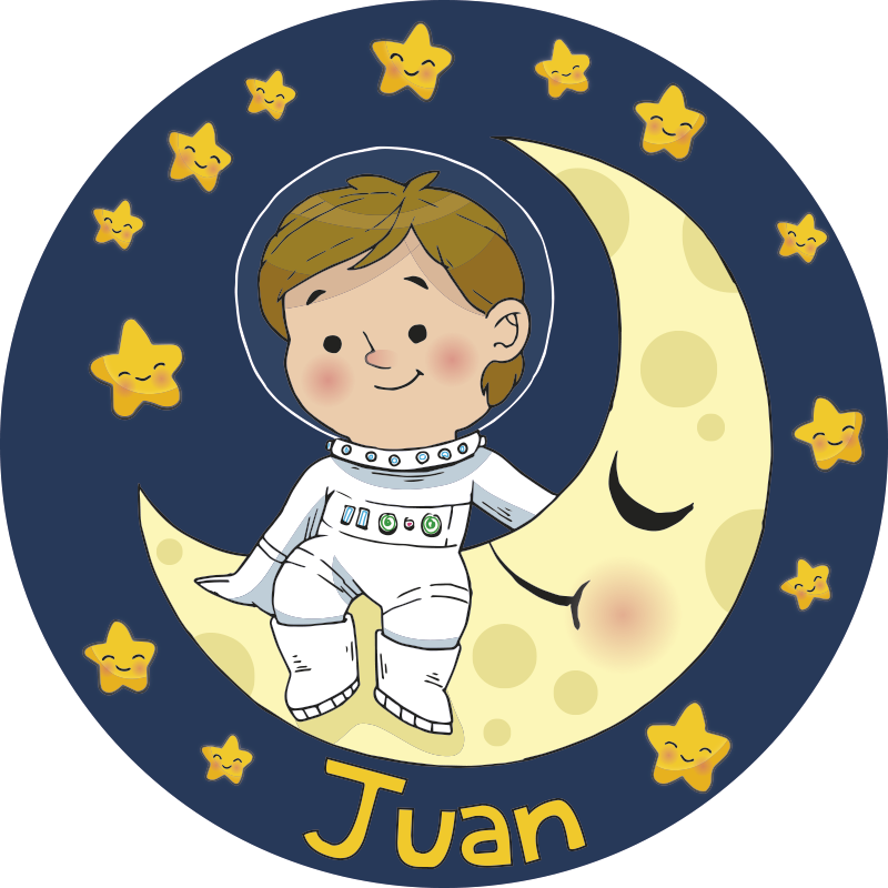 Băiat astronaut cu nume copii covor vinil - TenStickers