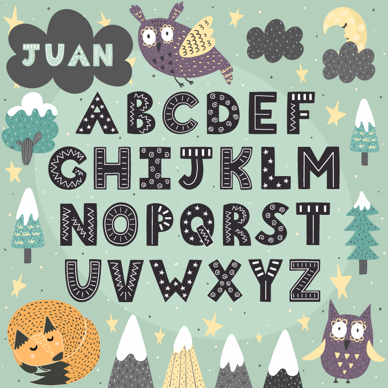 Covor de vinil alfabet animal cu nume - TenStickers