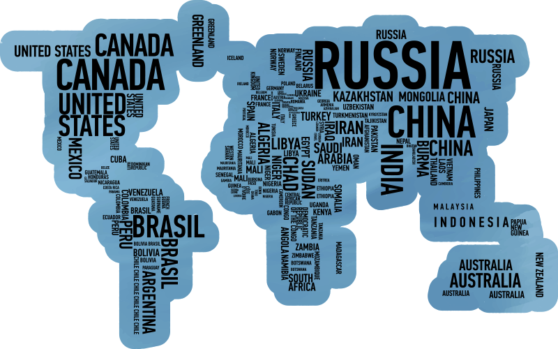 Covor de vinil cu hartă mondială uimitoare cu nume de țară - TenStickers