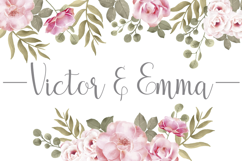 Covor de vinil cu nume floral personalizat - TenStickers