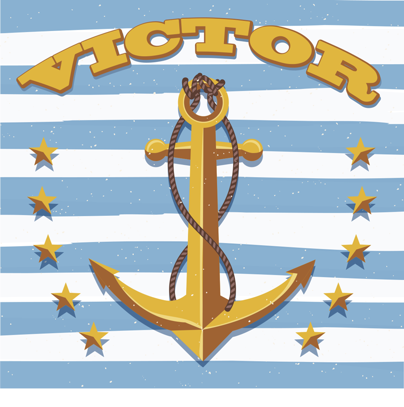 Covor personalizat de vinil pentru copii ancor cu nume - TenStickers