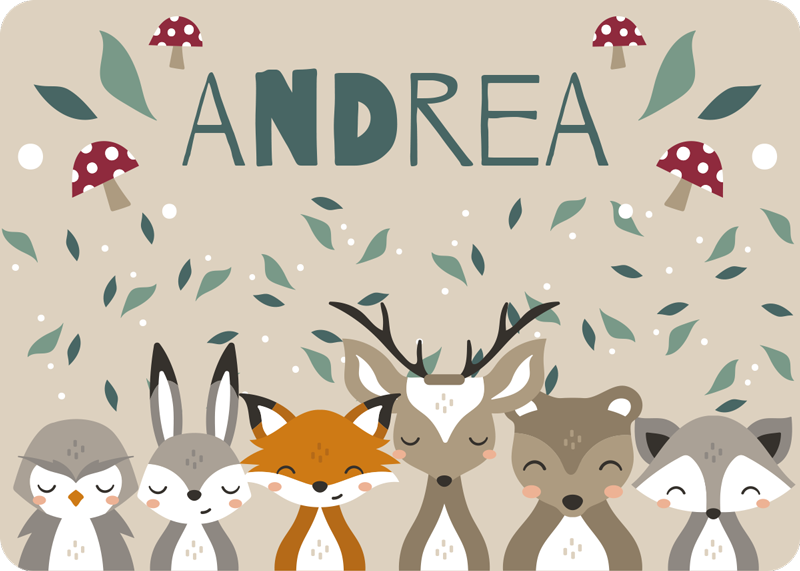 Covor vinil de animale mici personalizate cu nume - TenStickers