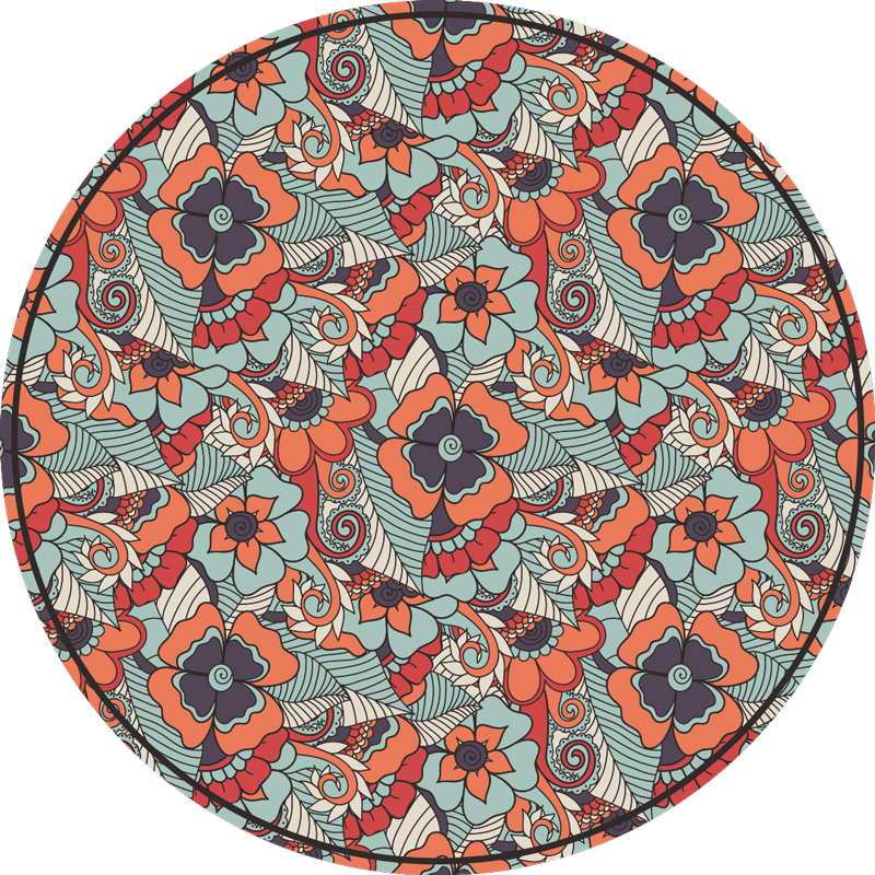 Covor rotund floral de vinil paisley pentru sufragerie - TenStickers