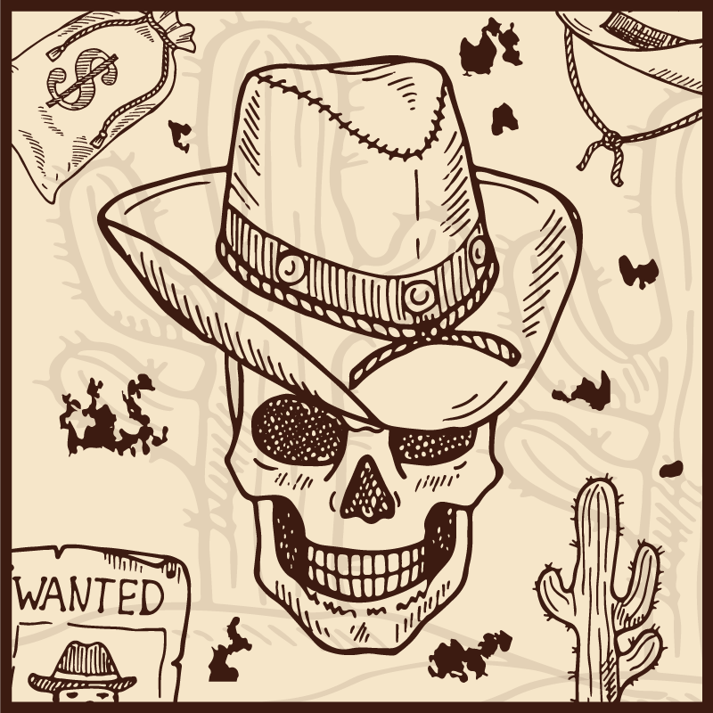Covor de vinil adolescenți ilustrație cu temă western - TenStickers
