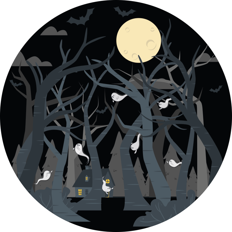 Covor de vinil Halloween scenă înfricoșătoare de pădure - TenStickers