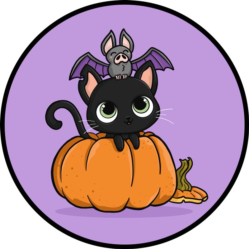 Covor de vinil Halloween pisica liliac de halloween - TenStickers