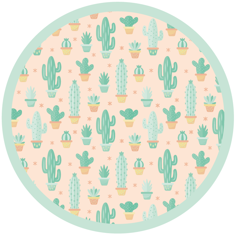 Covor de vinil pentru copii model circular cactusi - TenStickers