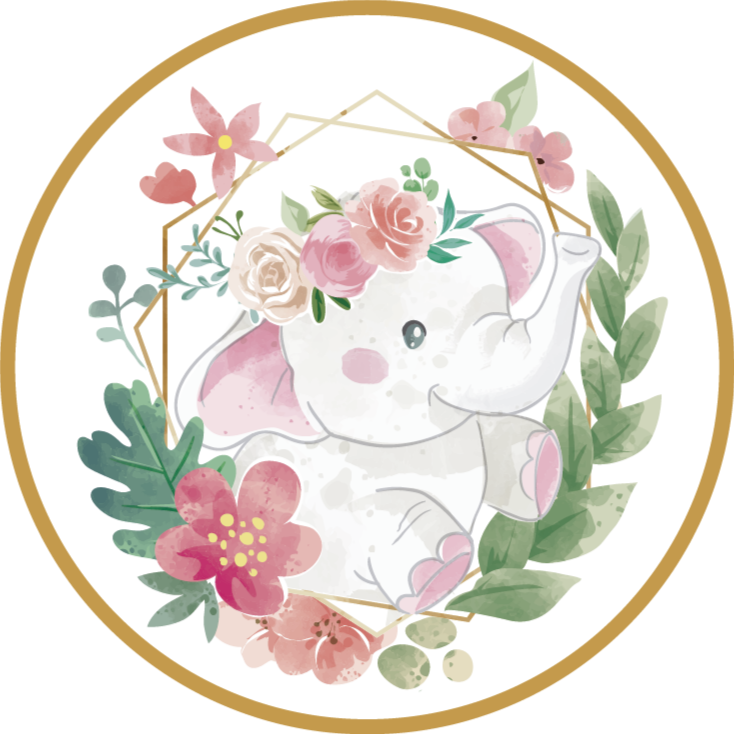 Covor de vinil pentru copii elefant floral circular - TenStickers