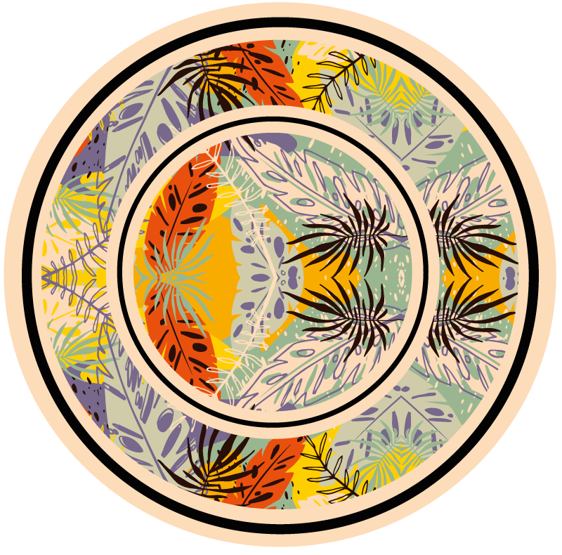 Covor vinil flori și plante motiv circular botanic - TenStickers