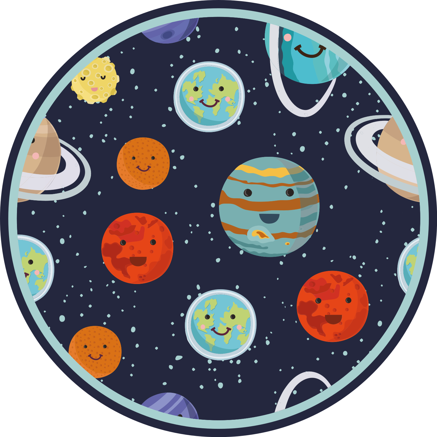 Covor de vinil pentru planeta planetă zâmbitoare - TenStickers