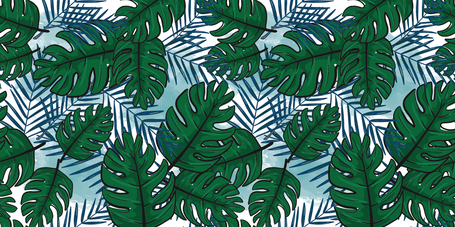 Covor verde monstera albastru frunze natura vinil - TenStickers