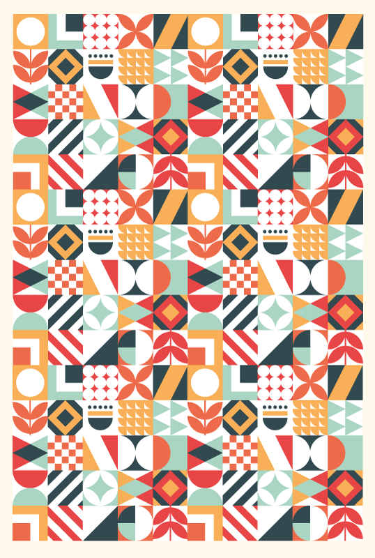 Covor de vinil geometric mozaic simetric - TenStickers