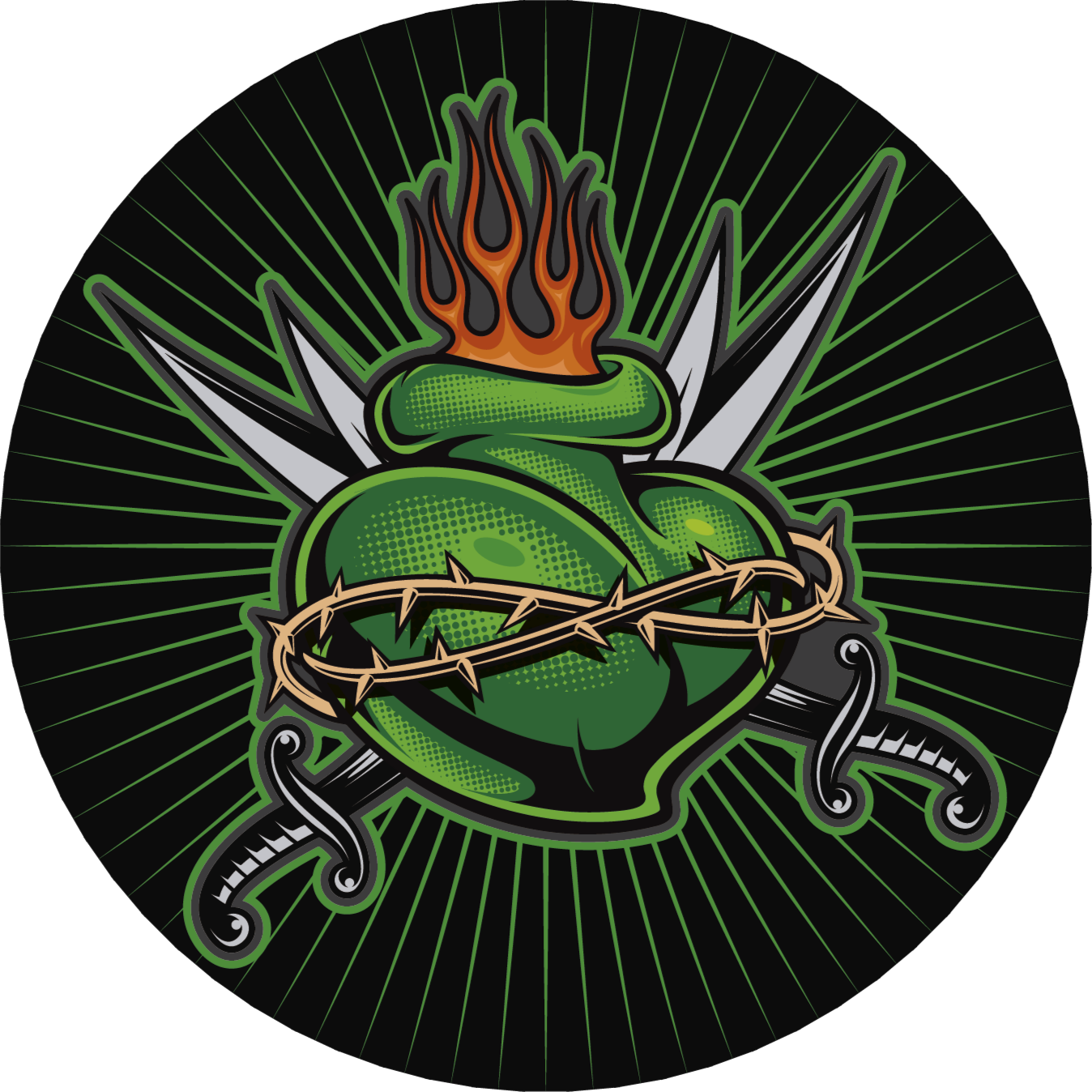 Covor de vinil jocuri inimă de sabie de foc - TenStickers