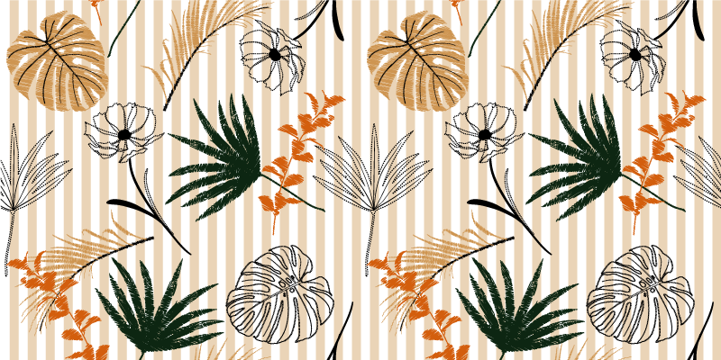 Covor de vinil negru alb și flori bej - TenStickers