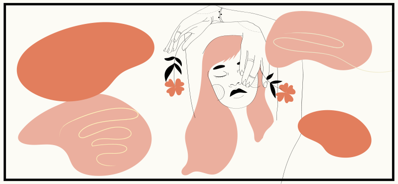 Stil elegant de linie pentru femei cu covor de vinil cu flori - TenStickers