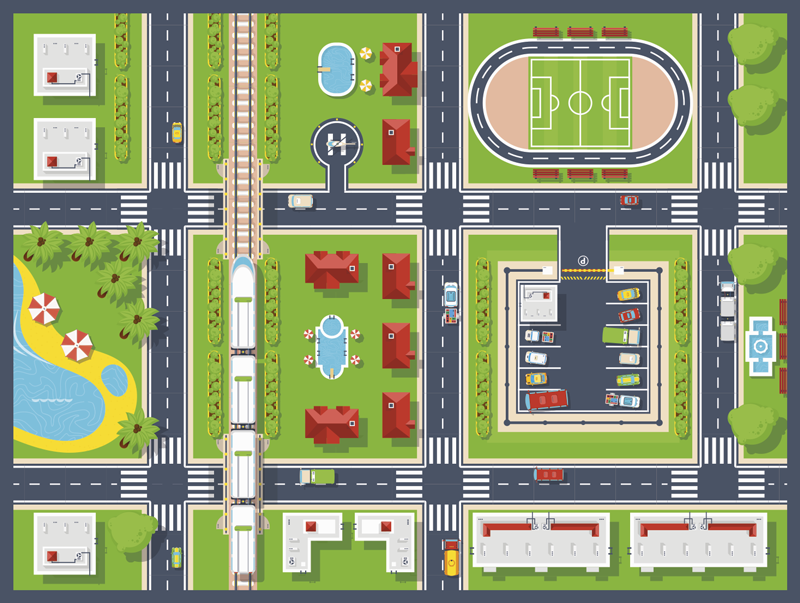 Covor de vinil pentru copii covor de drum pentru oraș - TenStickers