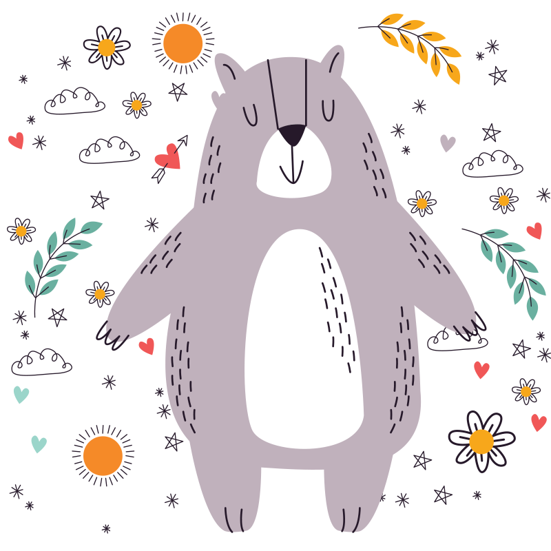 Covor de vinil pentru copii ilustrație de urs capricios - TenStickers