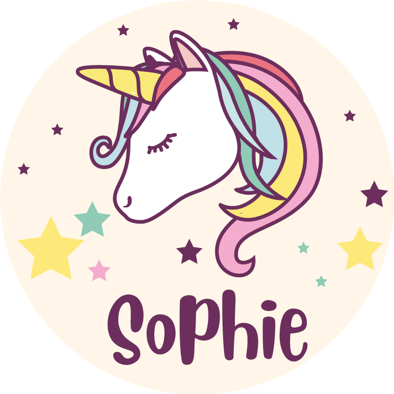 Unicorn cu nume mat personalizat - TenStickers